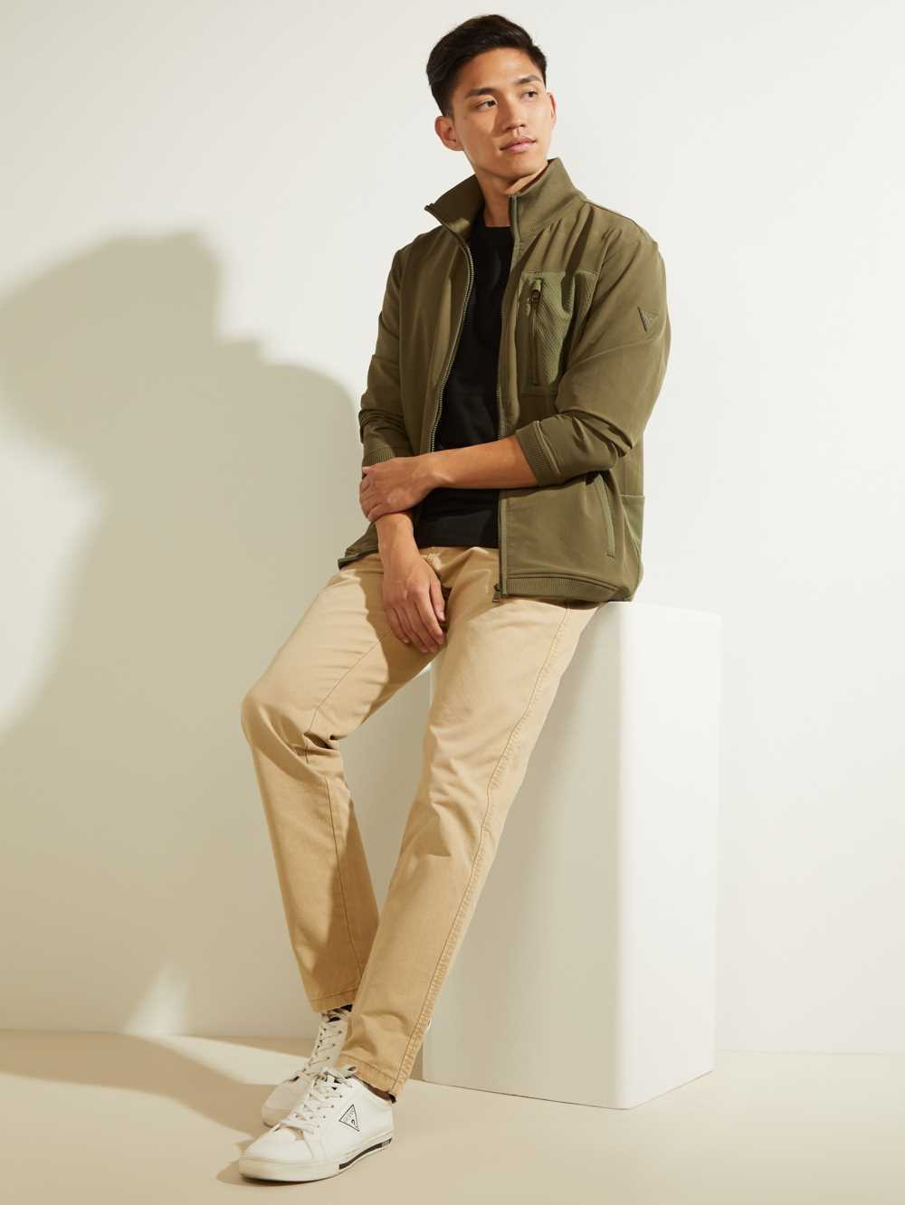 Olive Men's Guess Explorer Zip-Up Jackets Australia Sale | 509VXFBJC