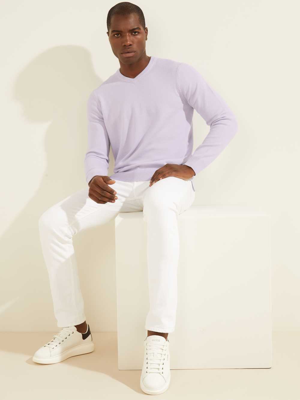 Orange Men's Guess Eco Liam V-Neck Sweaters Australia Sale | 062YEBZOV