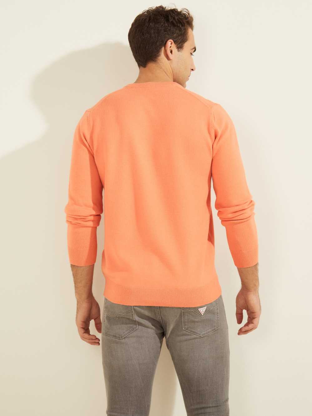 Orange Men's Guess Eco Liam V-Neck Sweaters Australia Sale | 851FTDHCG