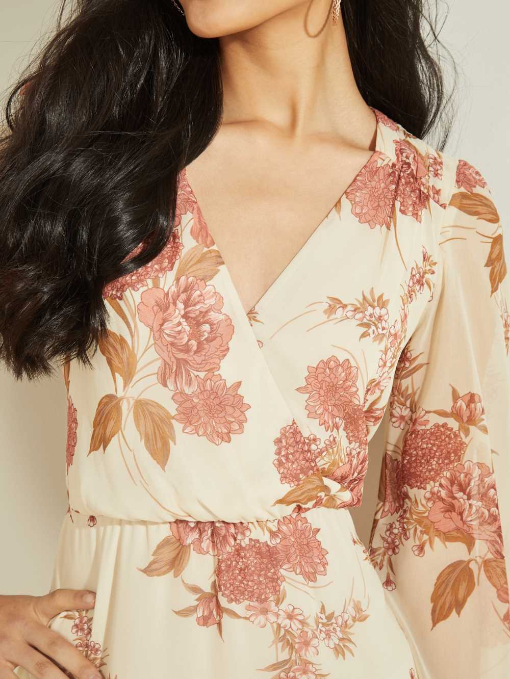 Pink Flower Women's Guess Floral Midi Dresses Australia Sale | 268HBVKYU