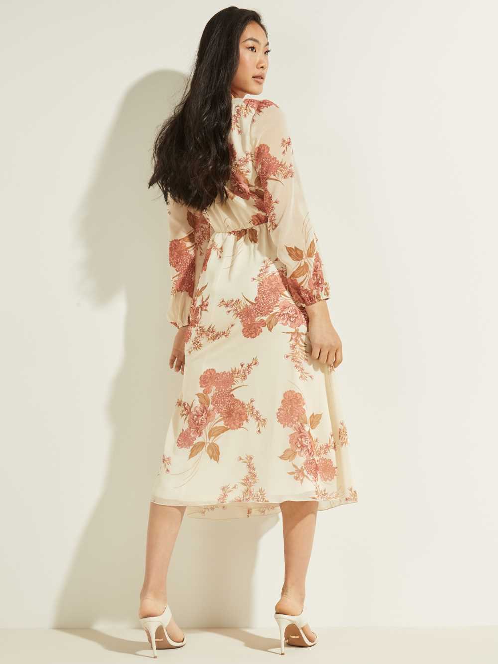 Pink Flower Women's Guess Floral Midi Dresses Australia Sale | 268HBVKYU