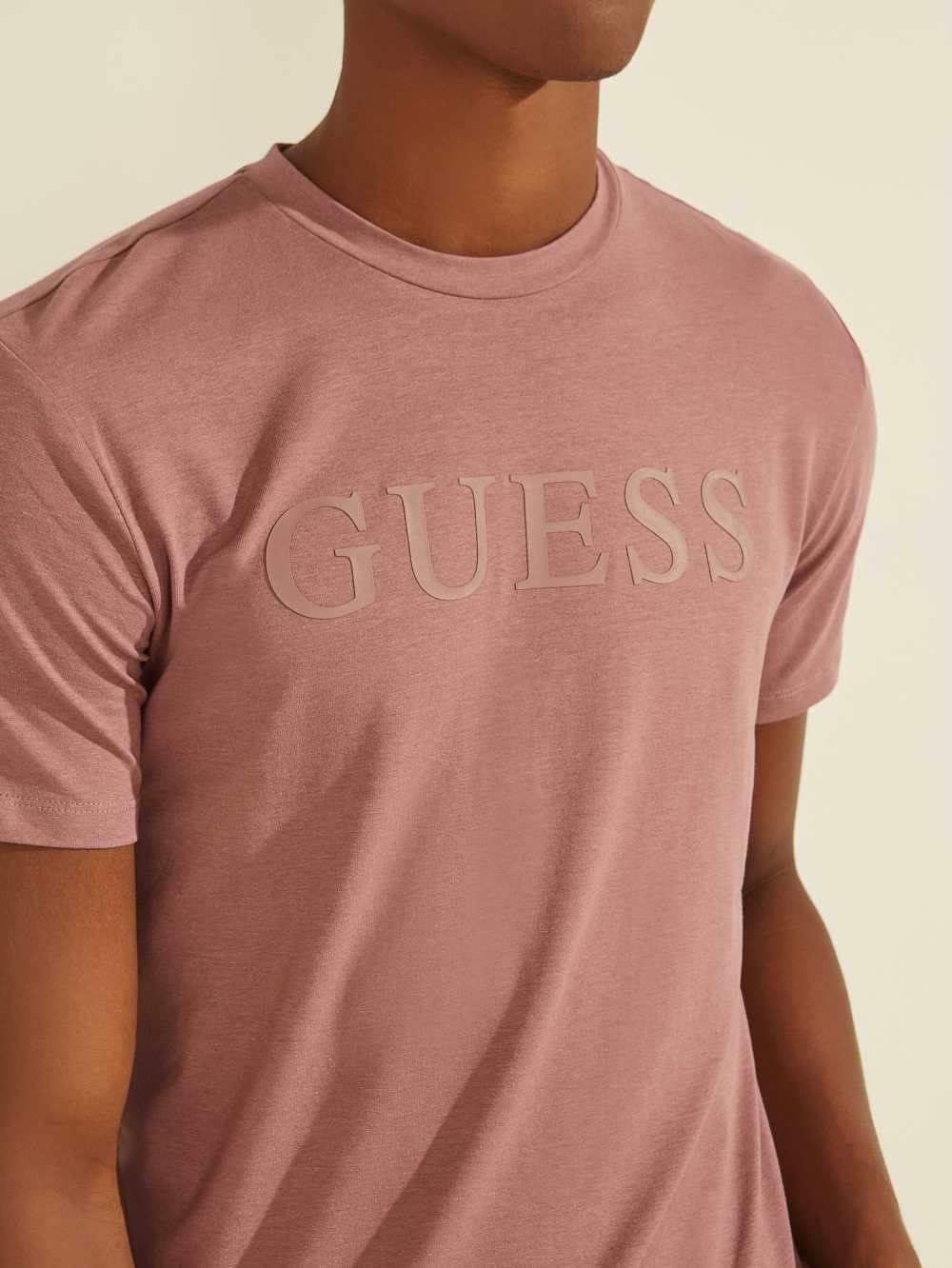 Pink Men's Guess Eco Alphy T-shirt Australia Sale | 759LHZYCS