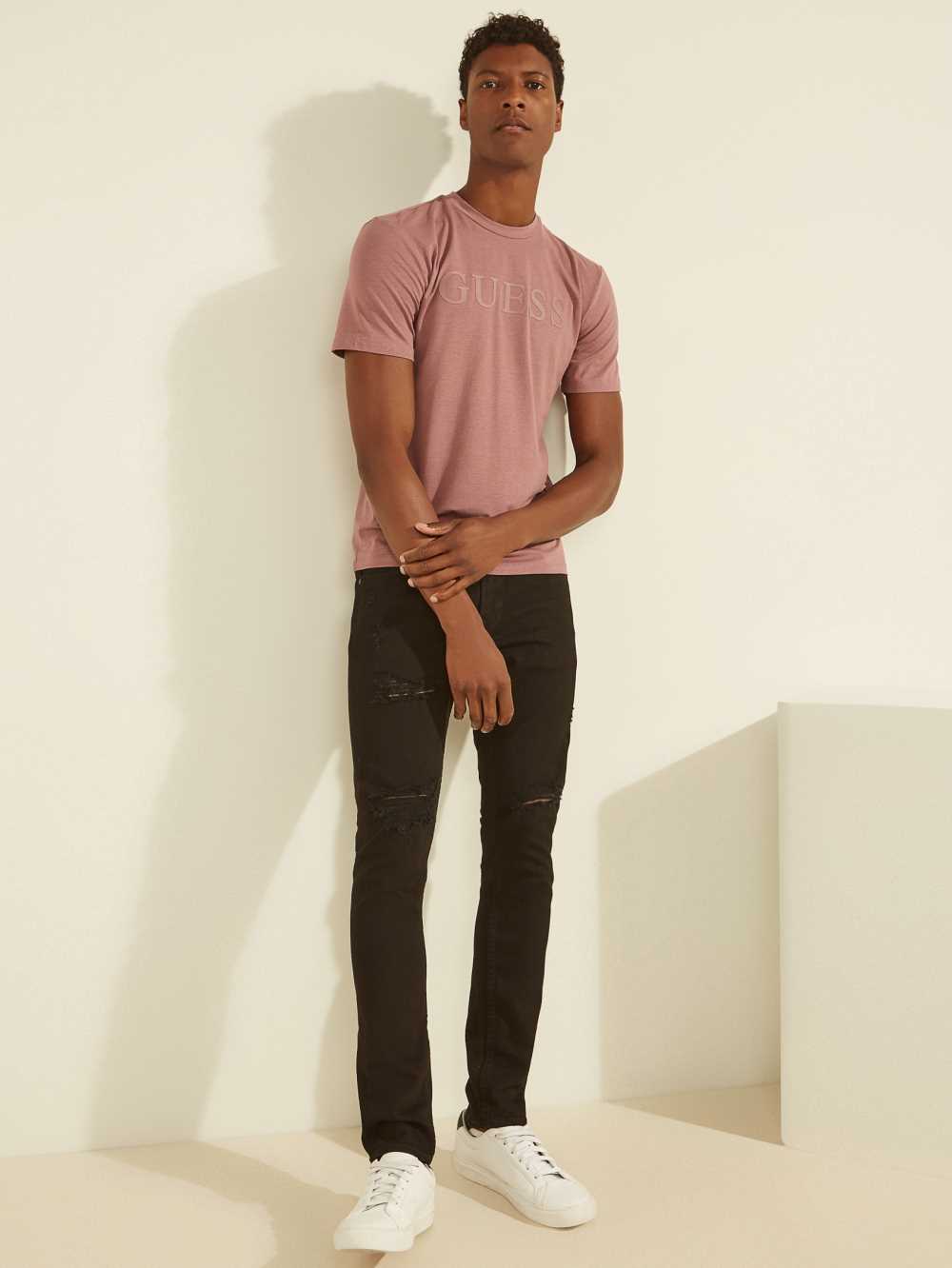 Pink Men's Guess Eco Alphy T-shirt Australia Sale | 759LHZYCS