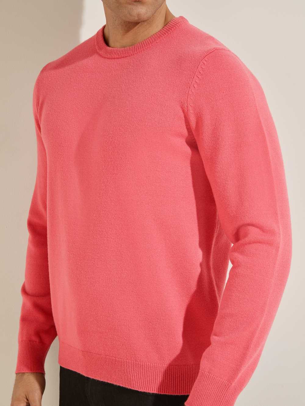Pink Men's Guess Eco Liam Crew Sweaters Australia Sale | 086HOCZIQ