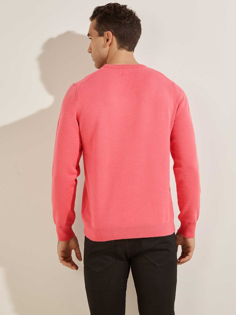 Pink Men's Guess Eco Liam Crew Sweaters Australia Sale | 086HOCZIQ