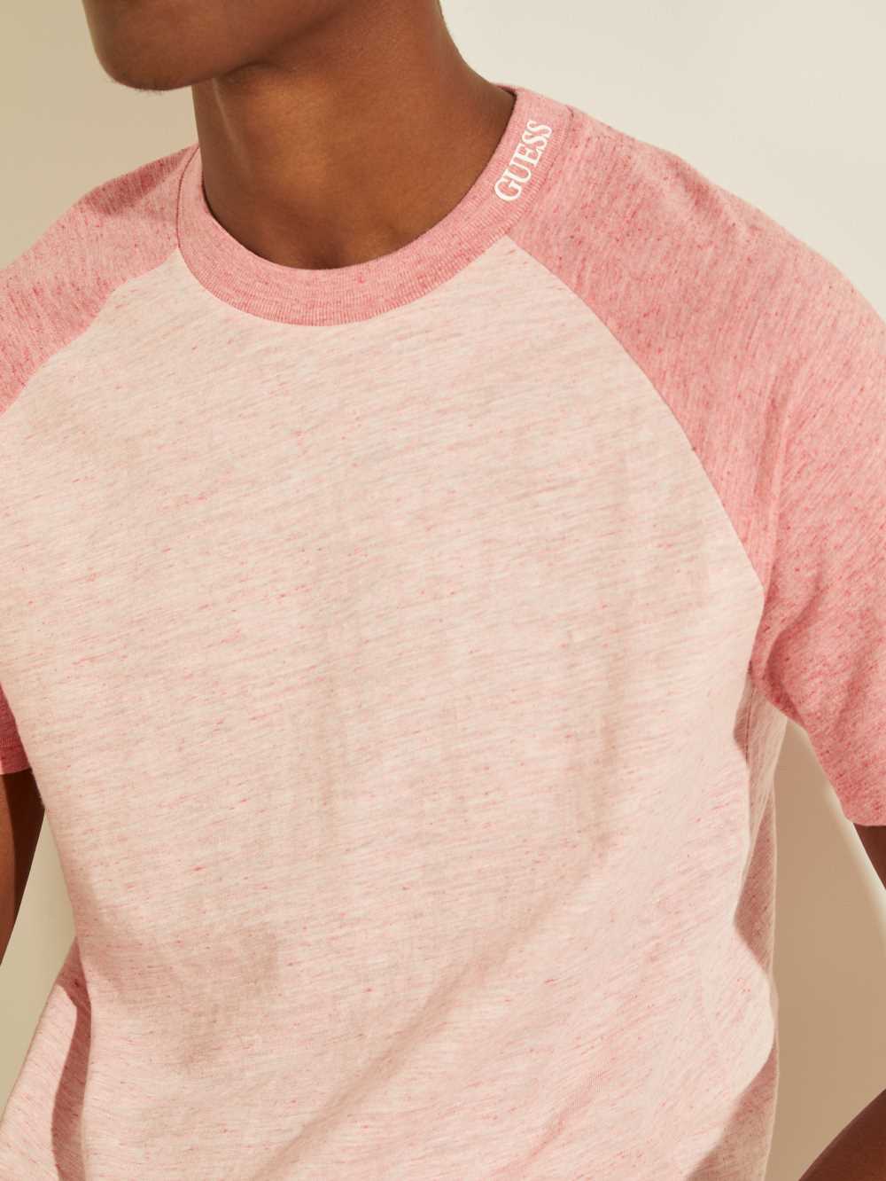 Pink Men's Guess Playa Raglan T-shirt Australia Sale | 093NFTBSE