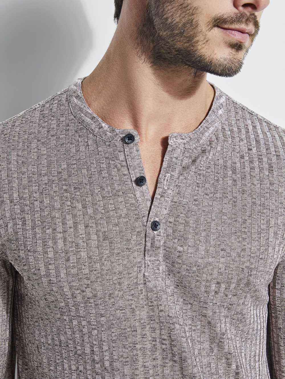 Pink Multicolor Men's Guess Warehouse Long-Sleeve Henley T-shirt Australia Sale | 385RPWYDK