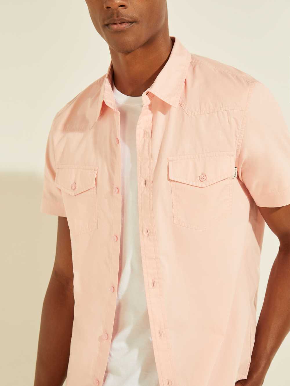 Pink Rose Men's Guess Nottingham Western Shirts Australia Sale | 745PAKSBH