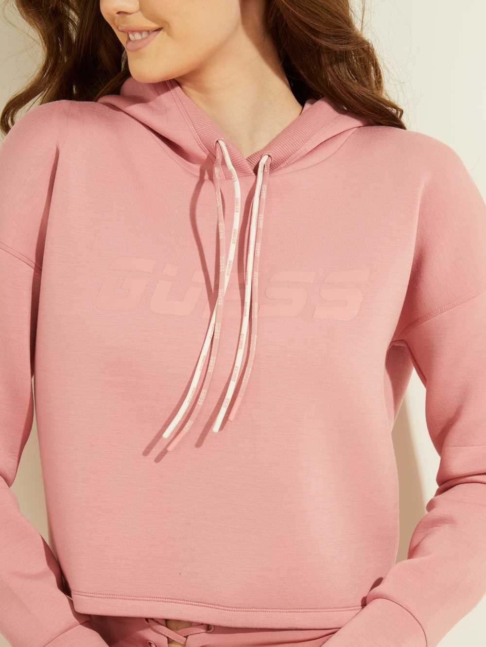 Pink Women's Guess Double Drawstring Hooded Sweatshirt Australia Sale | 532OMZHSN