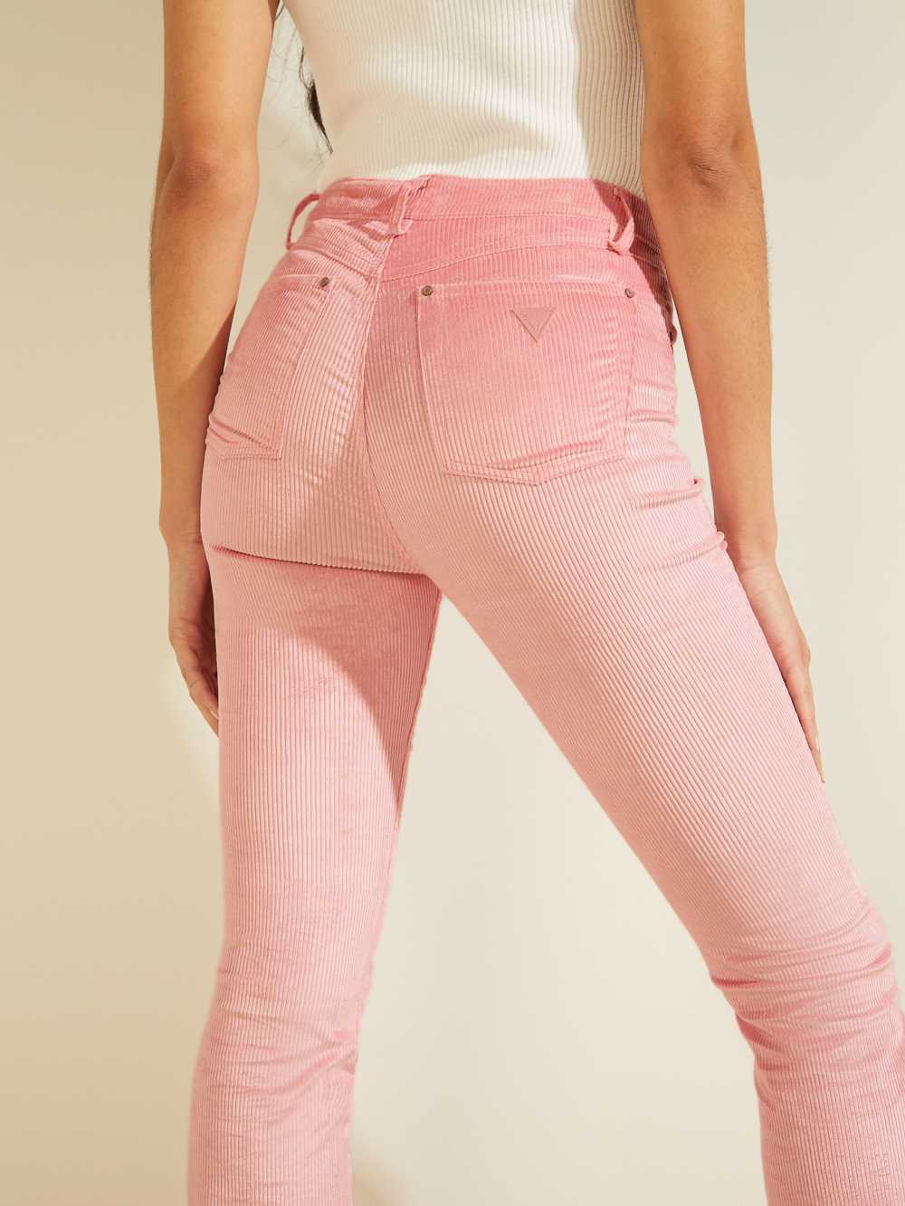Pink Women's Guess Super-High Rise Corduroy Pants Australia Sale | 706TDGUZL