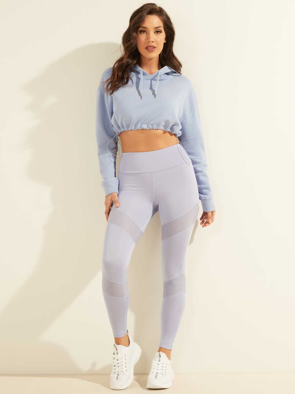 Purple Women's Guess Eco Cropped Logo Hoodie Australia Sale | 132ZFRQHW