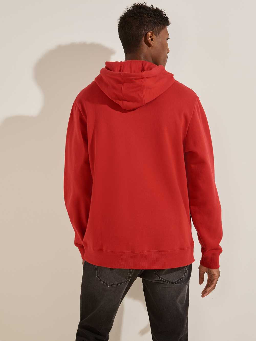 Red Men's Guess Eco Roy Embroidered Logo Hoodie Australia Sale | 942MQJTHV