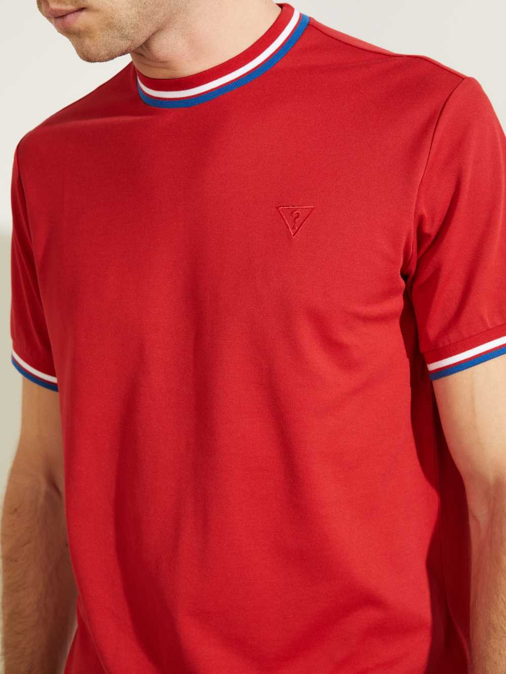Red Men's Guess Paul Ringer T-shirt Australia Sale | 829CUKTYJ