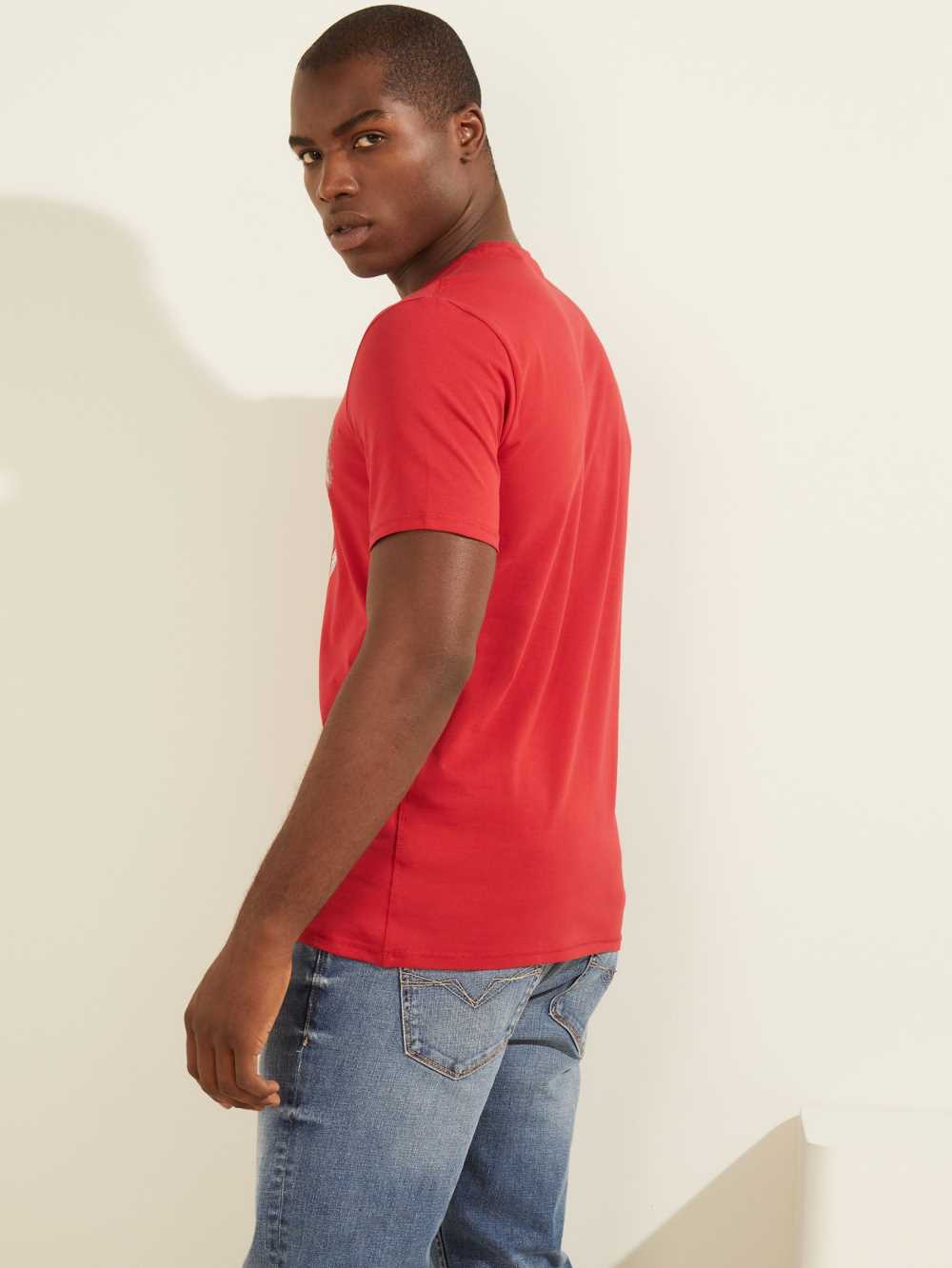 Red Men's Guess Splash T-shirt Australia Sale | 235UVHBDY