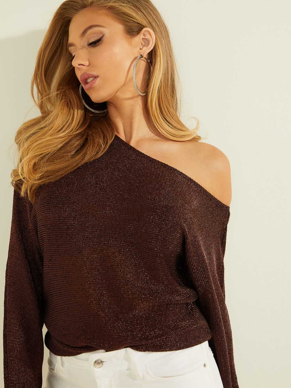 Red Multicolor Women's Guess Catrina Metallic Sweaters Australia Sale | 568YUFHPA
