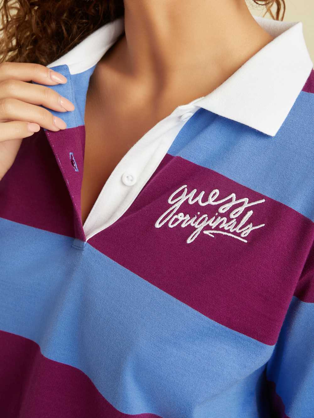 Red Multicolor Women's Guess Originals Stripe Rugby Shirts Australia Sale | 187UDQOXN