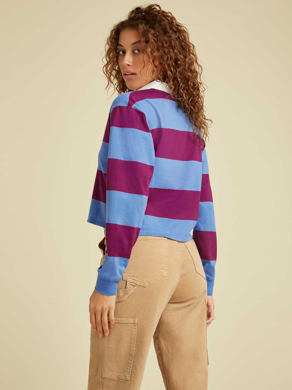 Red Multicolor Women's Guess Originals Stripe Rugby Shirts Australia Sale | 187UDQOXN