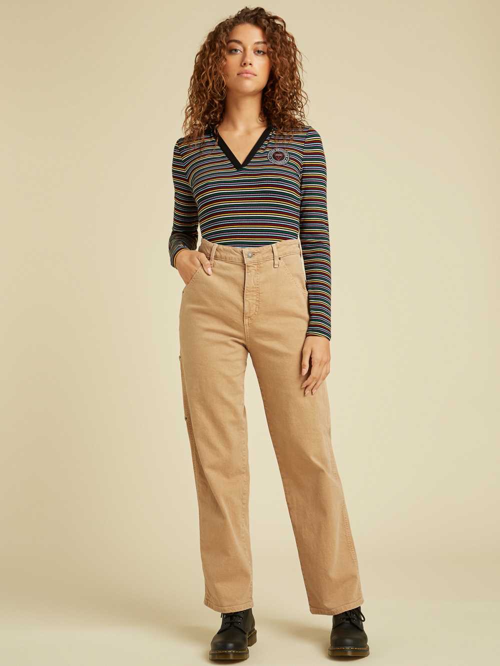 Red Multicolor Women's Guess Originals Striped Collar Bodysuit Australia Sale | 634PDSUFQ