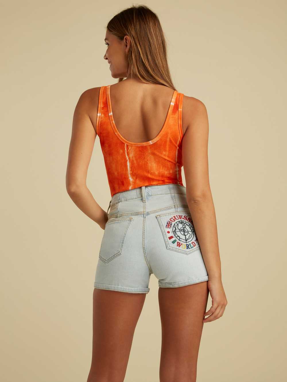 Red Multicolor Women's Guess Summer Games Tie-Dye Bodysuit Australia Sale | 984DSLHFR