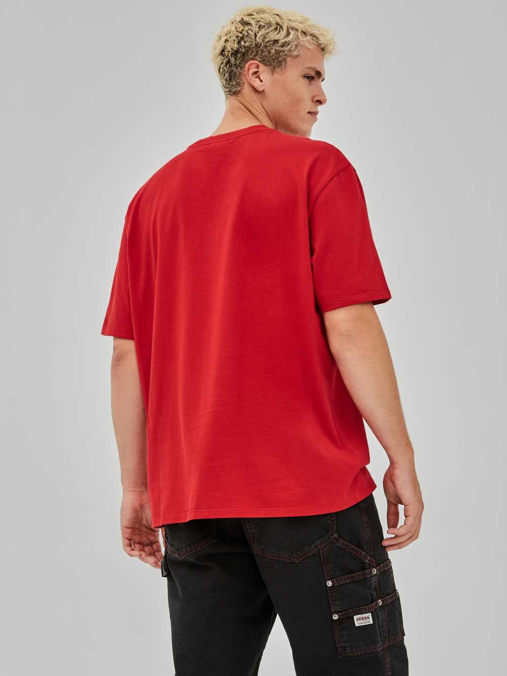 Red Pink Men's Guess Originals Bear T-shirt Australia Sale | 784YCGESL
