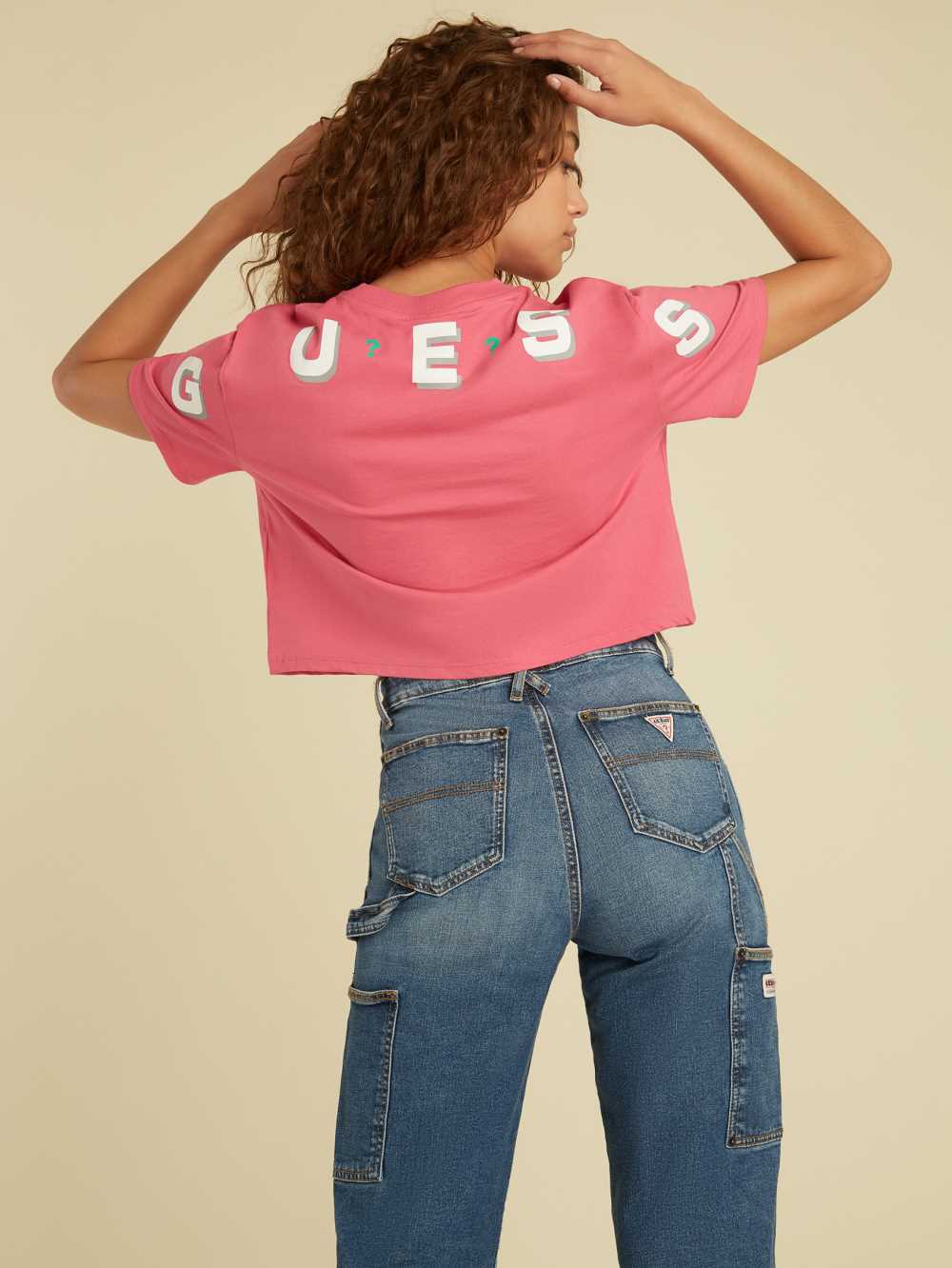 Red Pink Women's Guess Originals Logo Crop T-shirt Australia Sale | 391WKPVNY