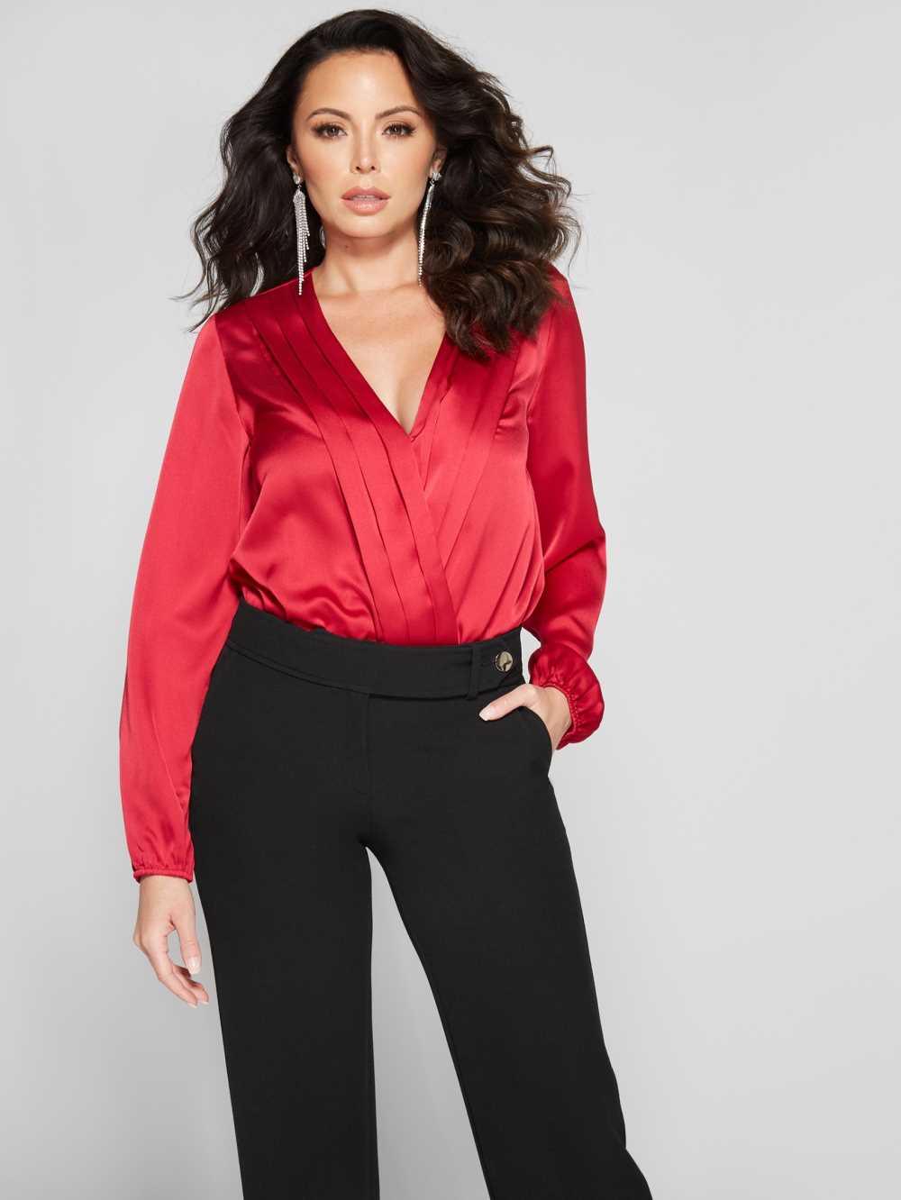 Red Women\'s Guess Encourager Bodysuit Australia Sale | 936TUAFCN