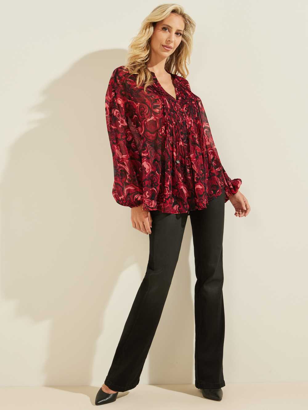 Rose Red Women's Guess Eco Diamante Blouse Australia Sale | 596RPLHEJ