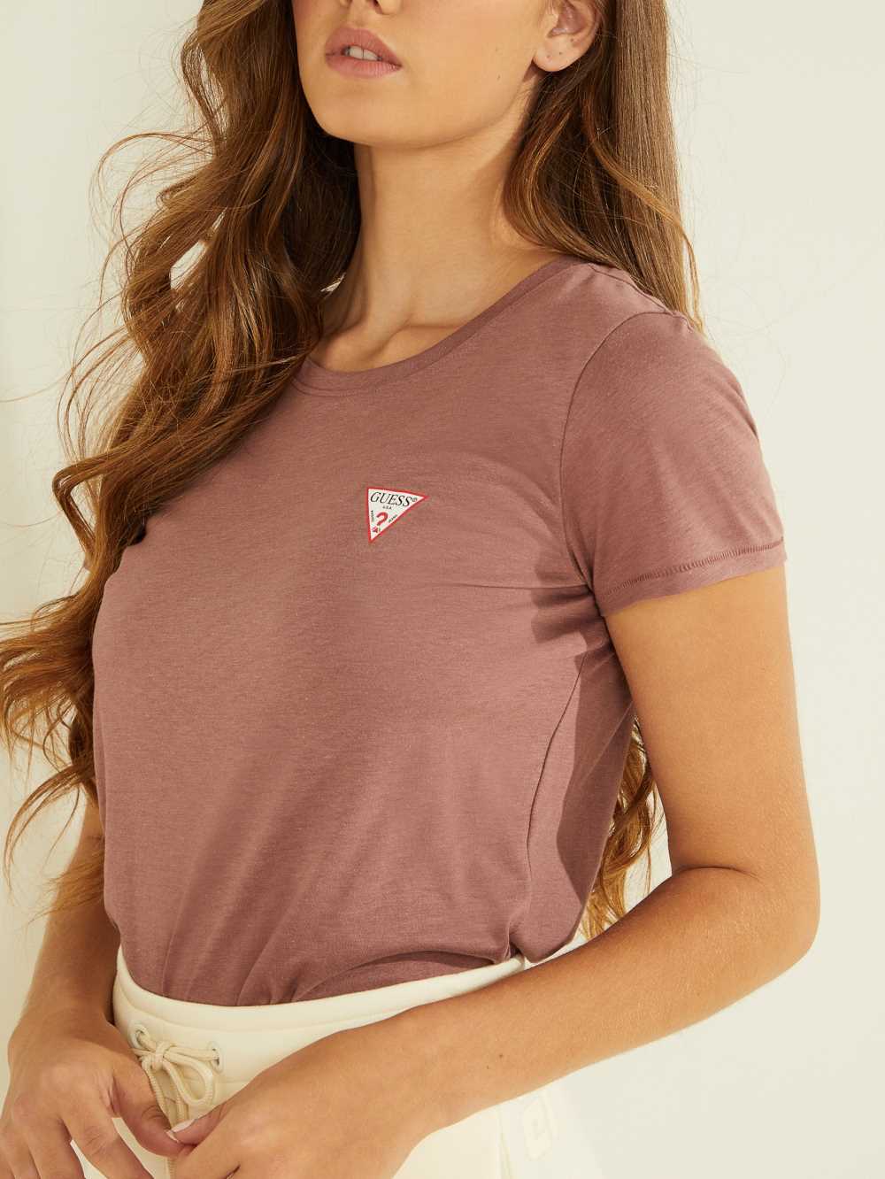 Rose Women's Guess Baby Crew Logo T-shirt Australia Sale | 451WSUCMP