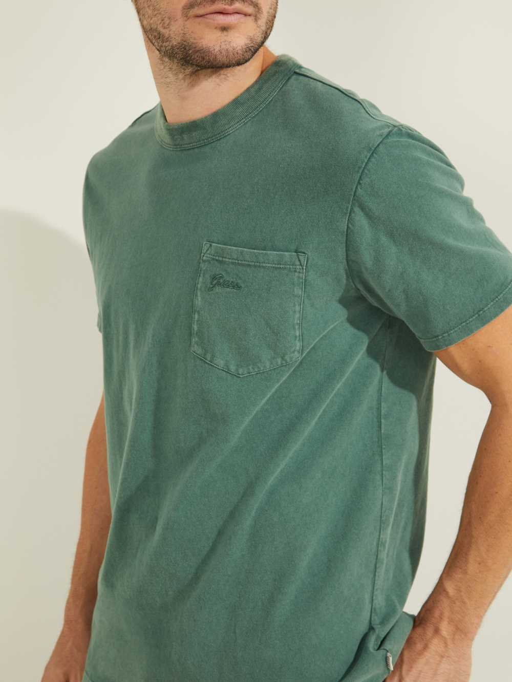 Turquoise Grey Multicolor Men's Guess Sueded Jersey T-shirt Australia Sale | 091XHGZFK