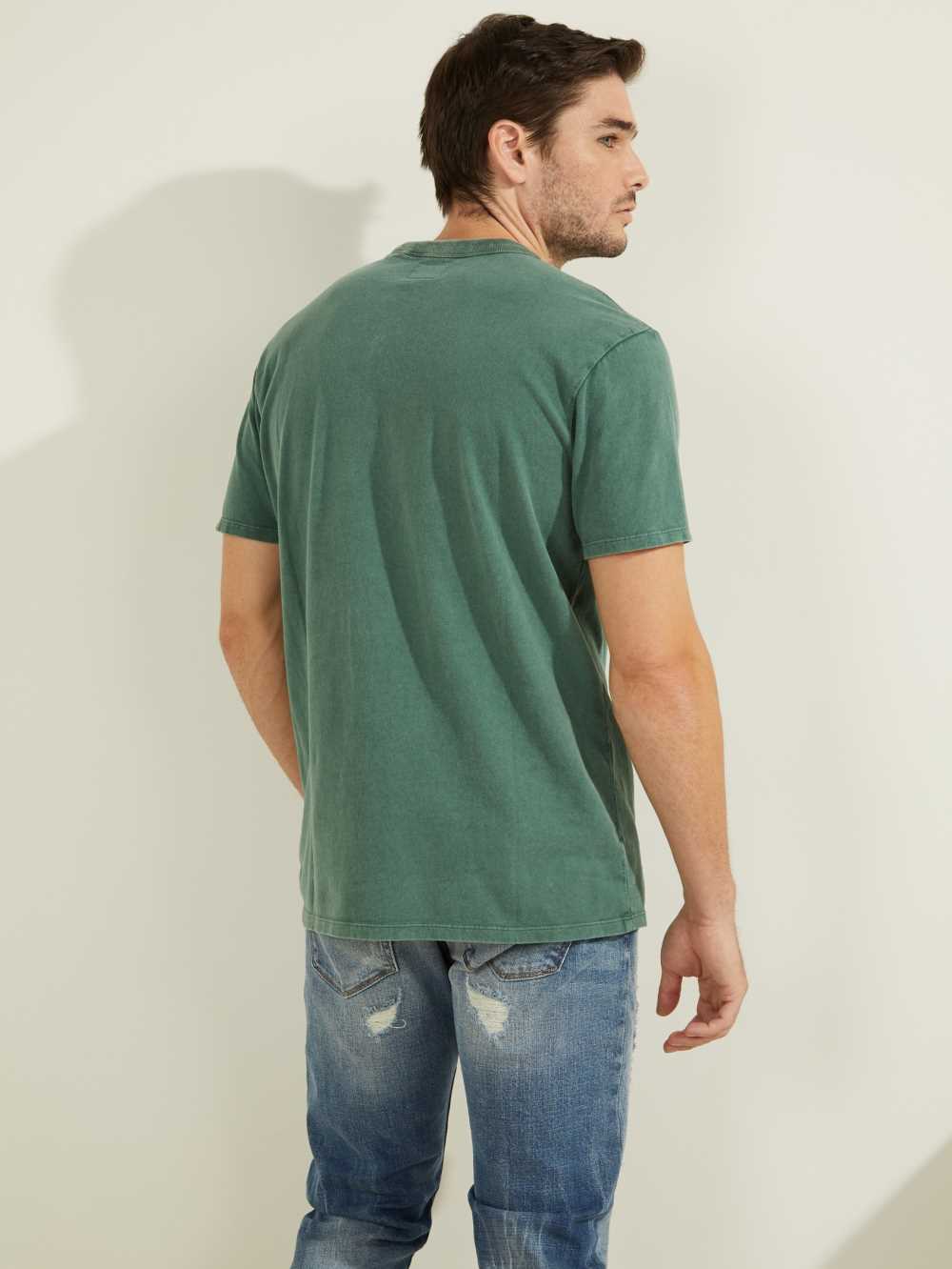 Turquoise Grey Multicolor Men's Guess Sueded Jersey T-shirt Australia Sale | 091XHGZFK