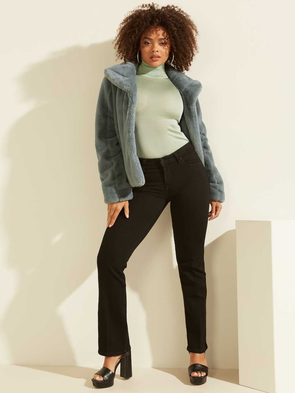 Turquoise Women's Guess Sophy Faux-Fur Jackets Australia Sale | 270SGKIXY