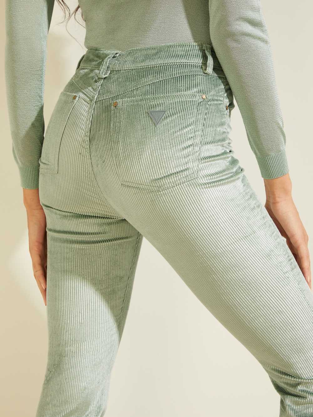 Turquoise Women's Guess Super-High Rise Corduroy Pants Australia Sale | 041FQZMIH