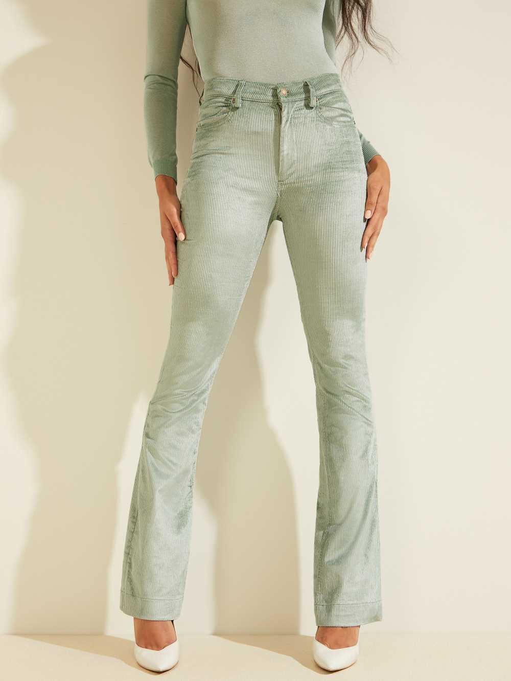 Turquoise Women\'s Guess Super-High Rise Corduroy Pants Australia Sale | 041FQZMIH