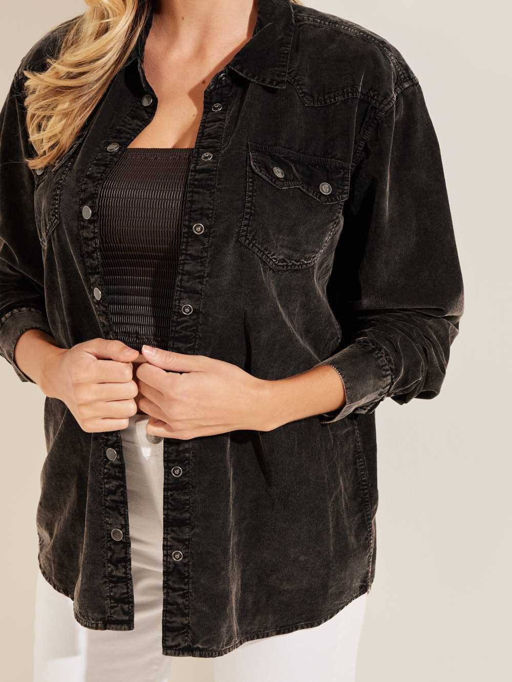Wash Dark Grey Women's Guess Donatella Shirts Australia Sale | 946GRSHAJ