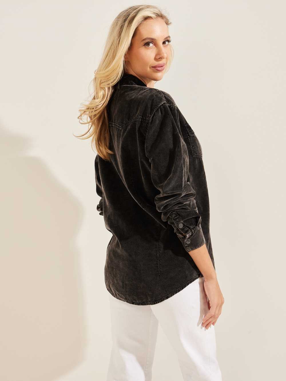 Wash Dark Grey Women's Guess Donatella Shirts Australia Sale | 946GRSHAJ