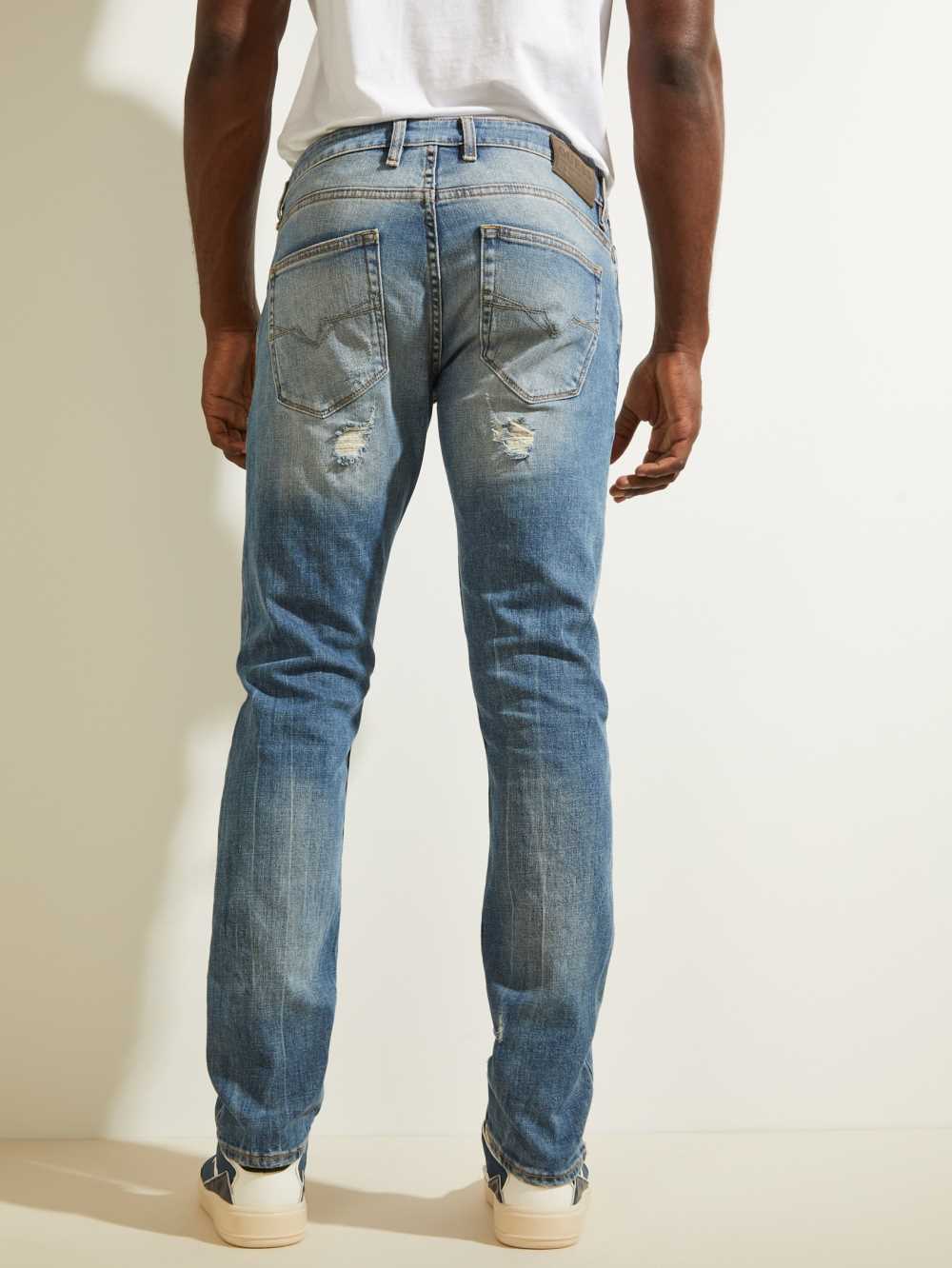 Wash Men's Guess Destroyed Utility Patch Jeans Australia Sale | 578HVDKPB