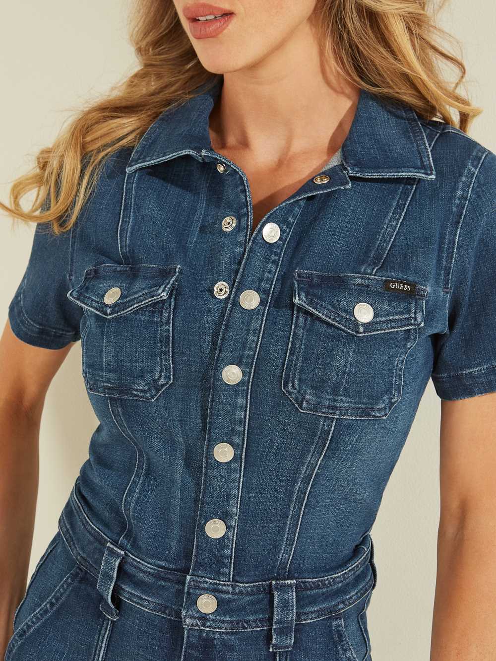 Wash Women's Guess Lara Denim Romper Jeans Australia Sale | 873BUFODT