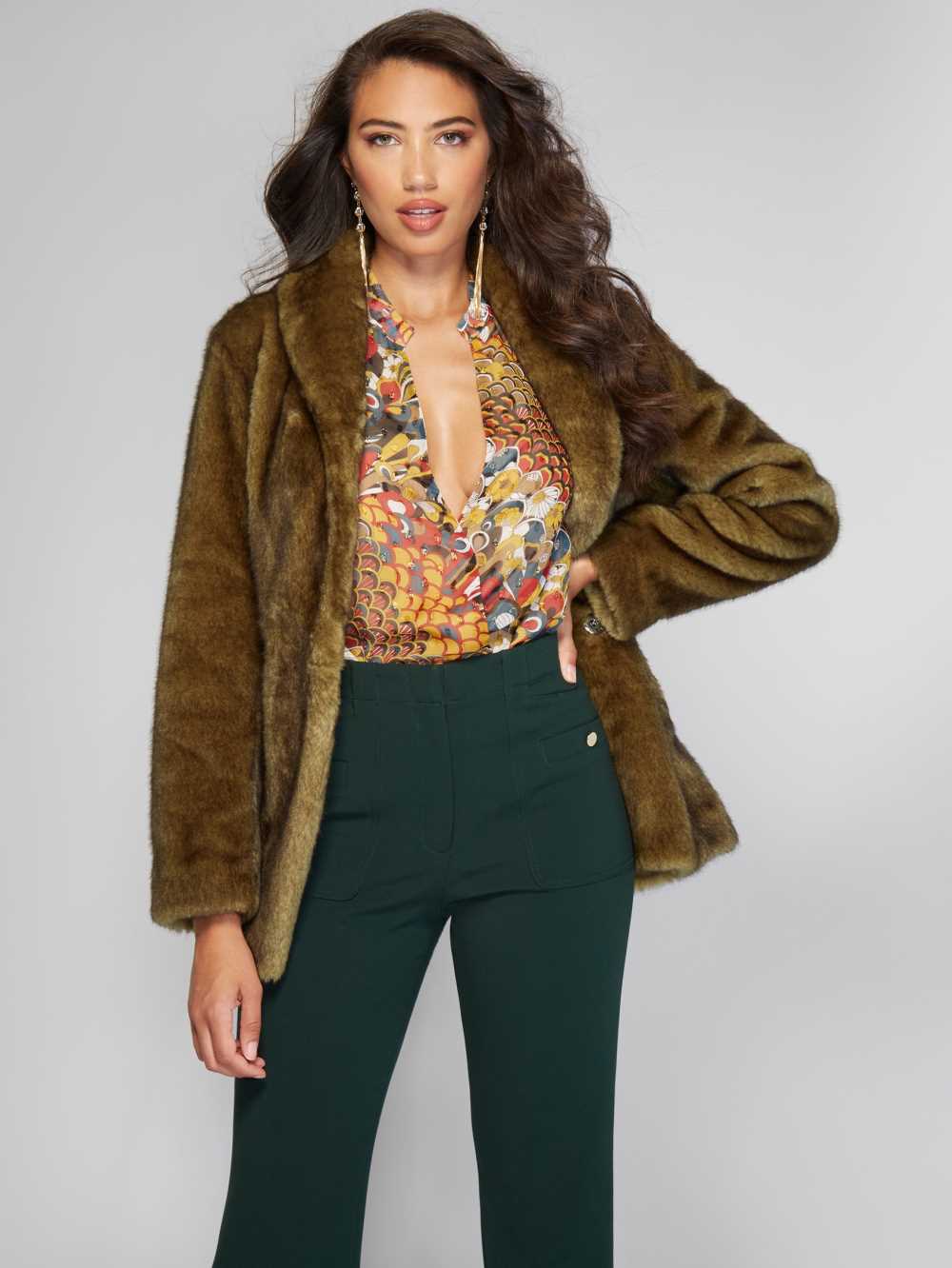 Wash Women's Guess Olaia Faux-Fur Coats Australia Sale | 029KPQDOA