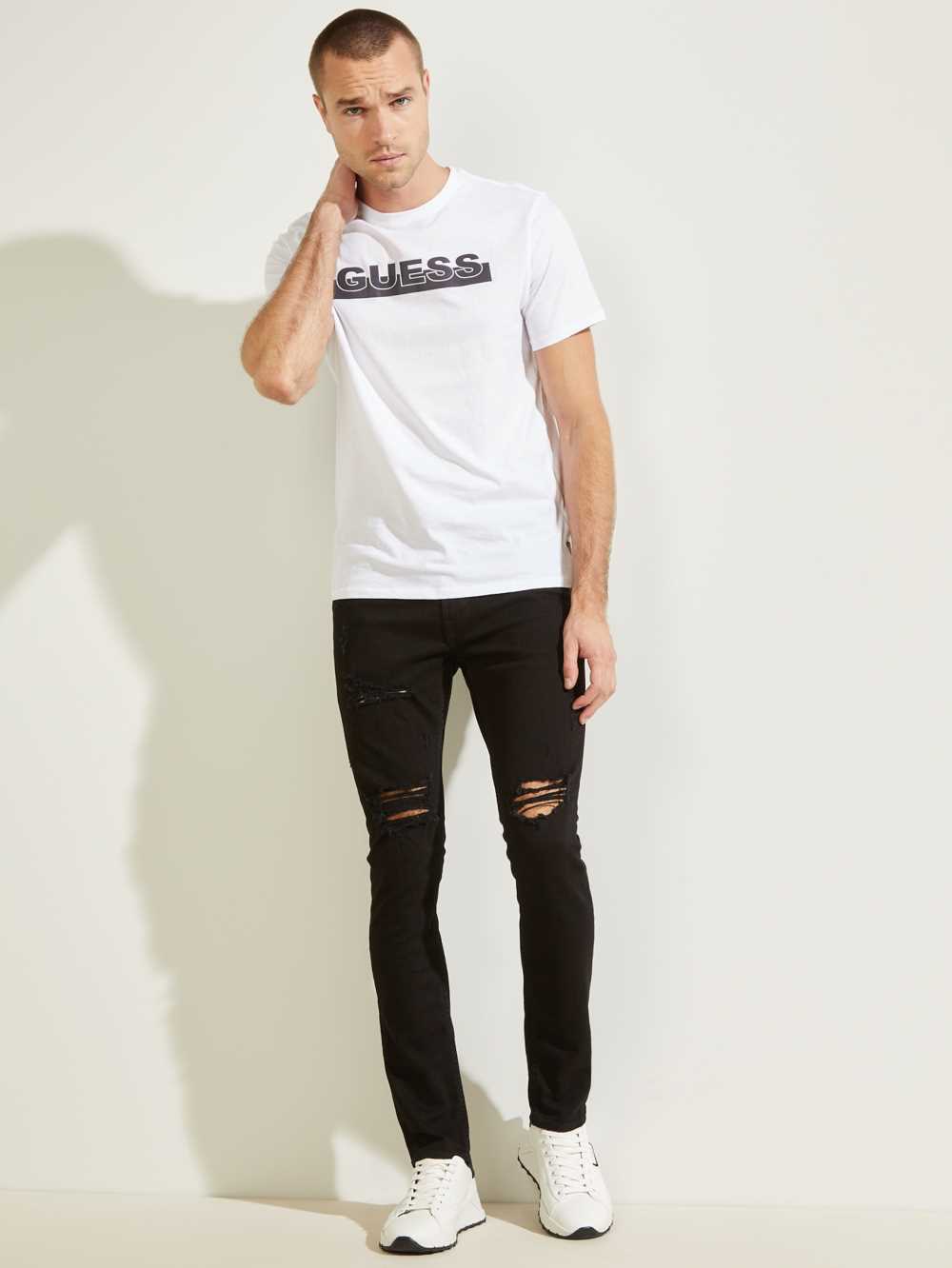 White Men's Guess Apex T-shirt Australia Sale | 827NWJOBZ