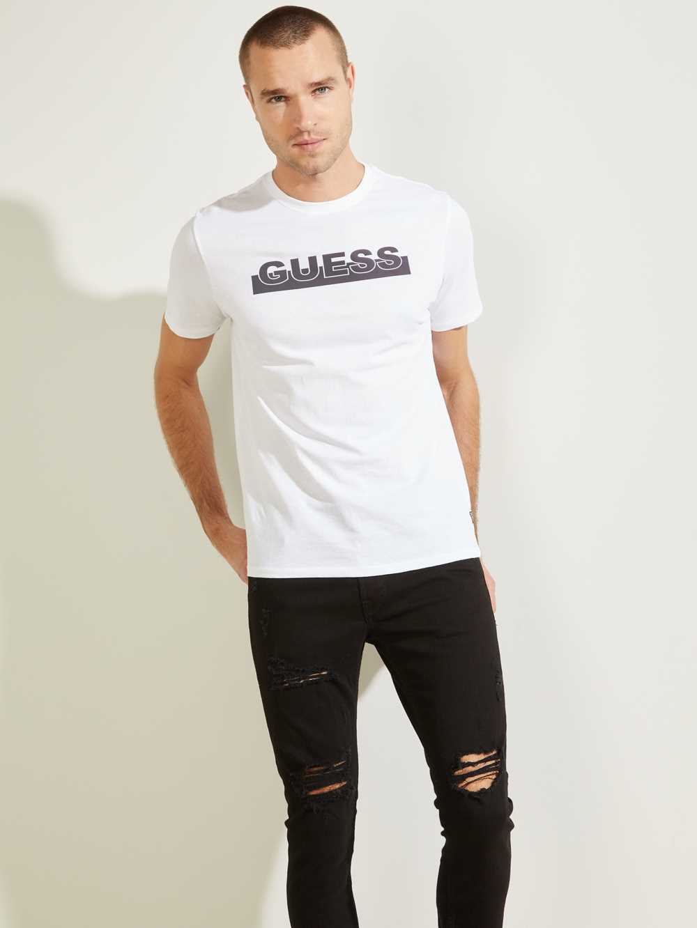 White Men\'s Guess Apex T-shirt Australia Sale | 827NWJOBZ