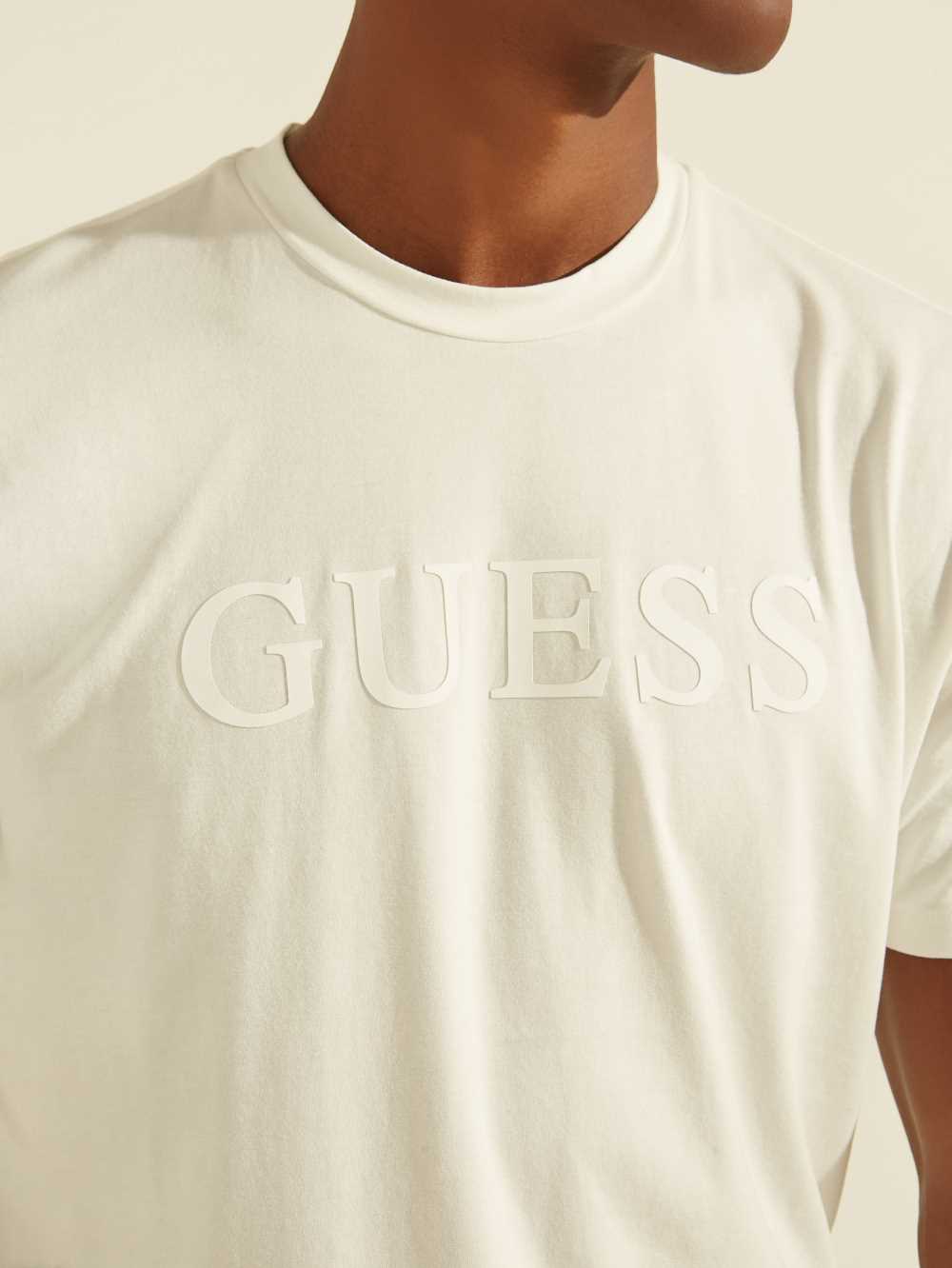 White Men's Guess Eco Alphy T-shirt Australia Sale | 581WRAEBC