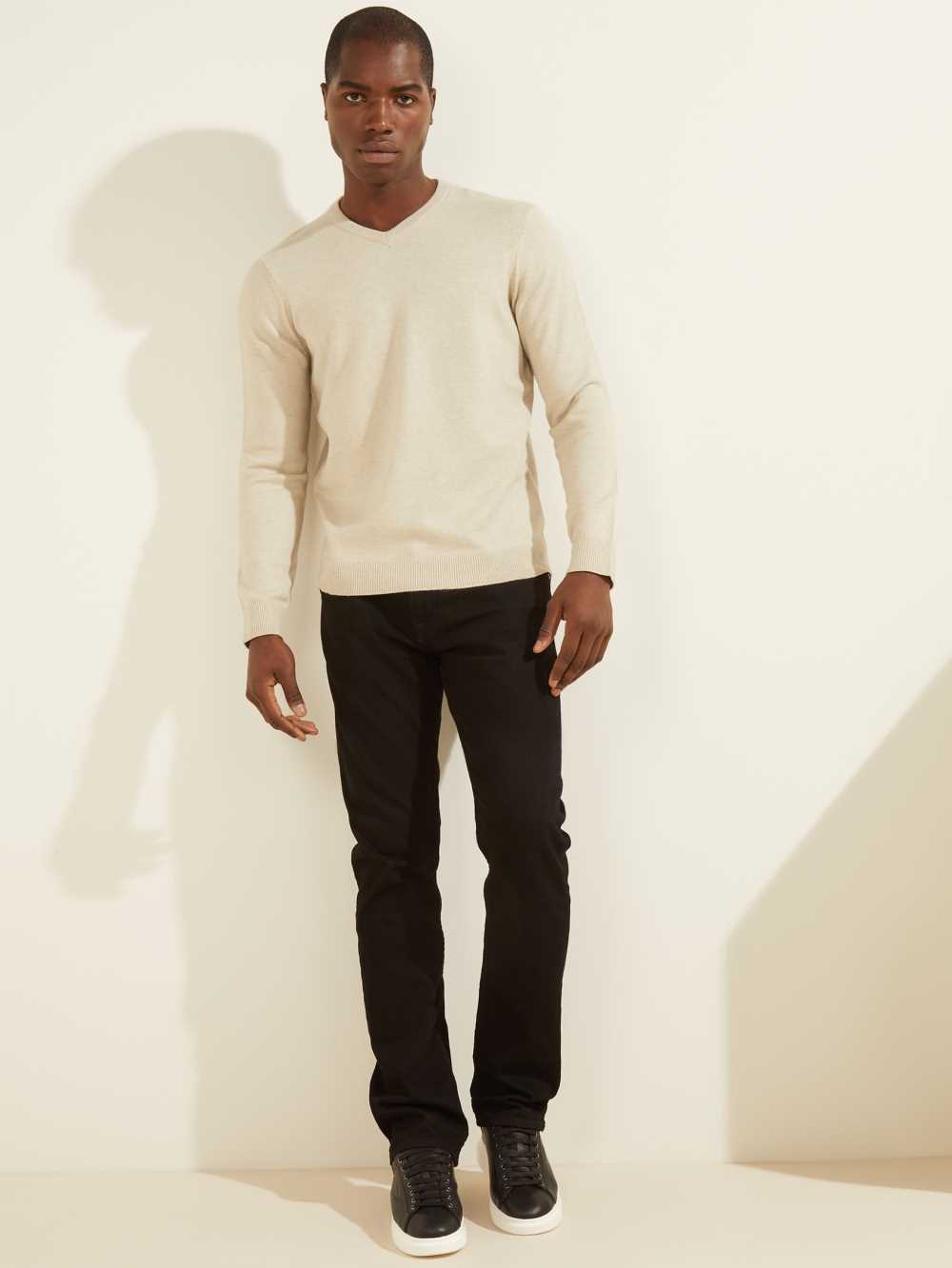 White Men's Guess Eco Liam V-Neck Sweaters Australia Sale | 123ZMSPQL