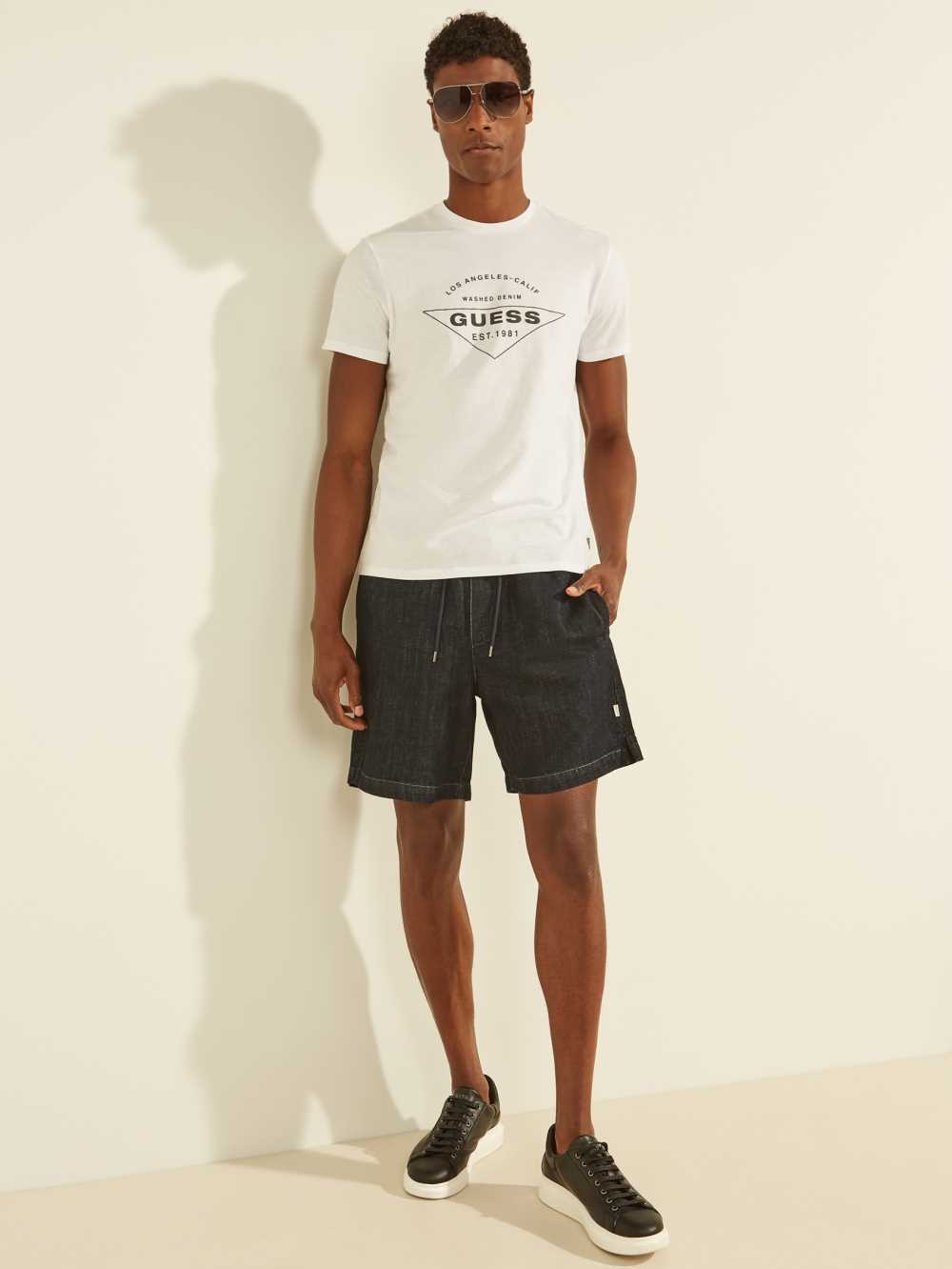 White Men's Guess Eco Logo T-shirt Australia Sale | 956OWCBUX
