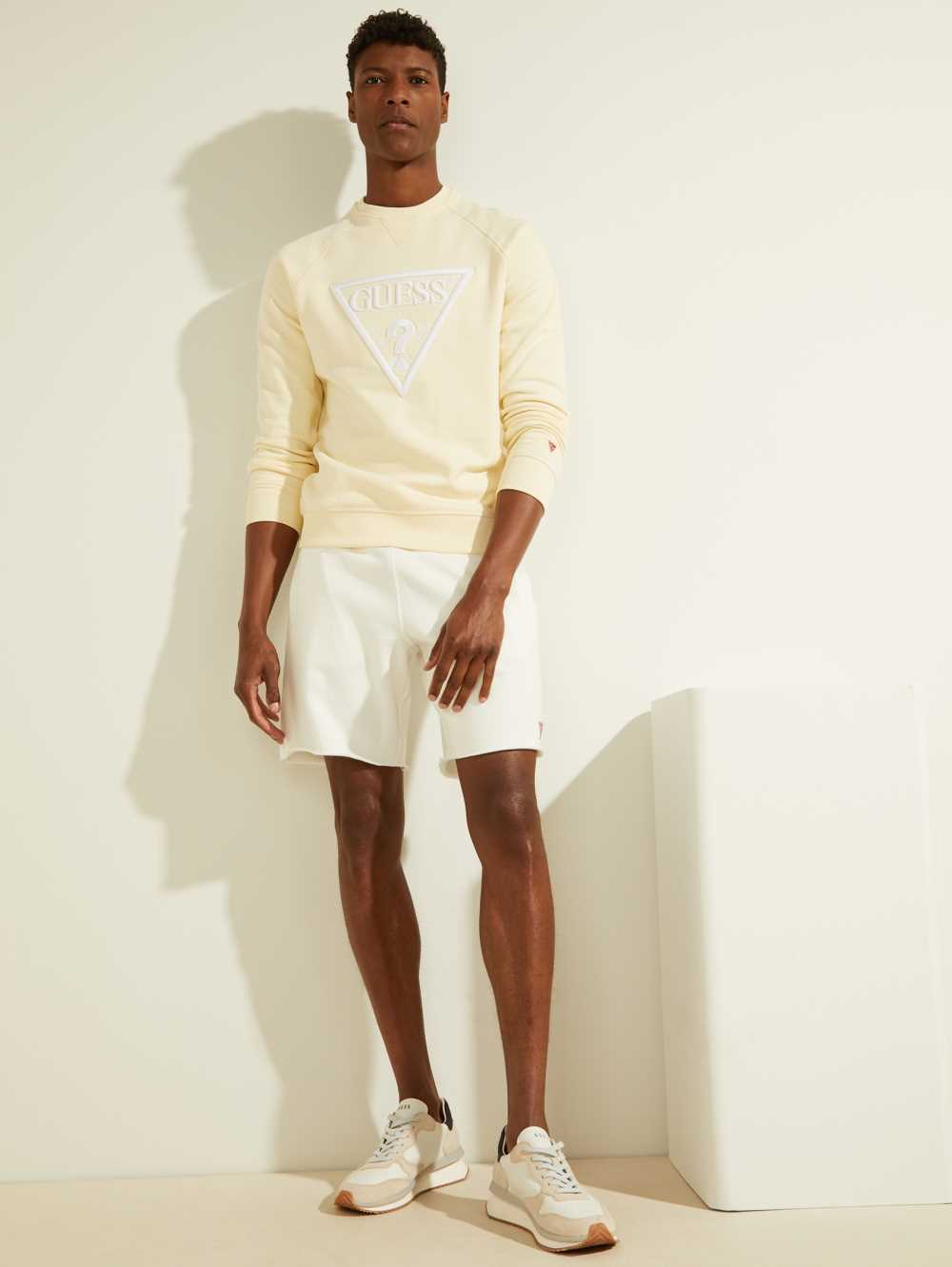 White Men's Guess Eco Roy Fleece Shorts Australia Sale | 462WOREST