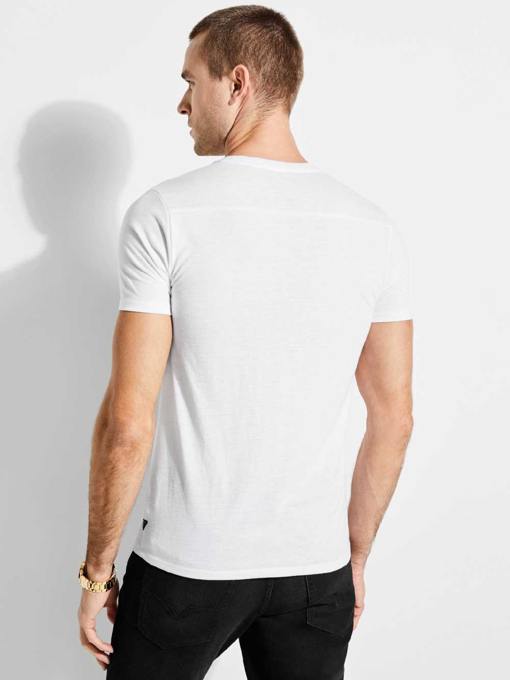 White Men's Guess Mason Yoke V-Neck T-shirt Australia Sale | 516EQURBX