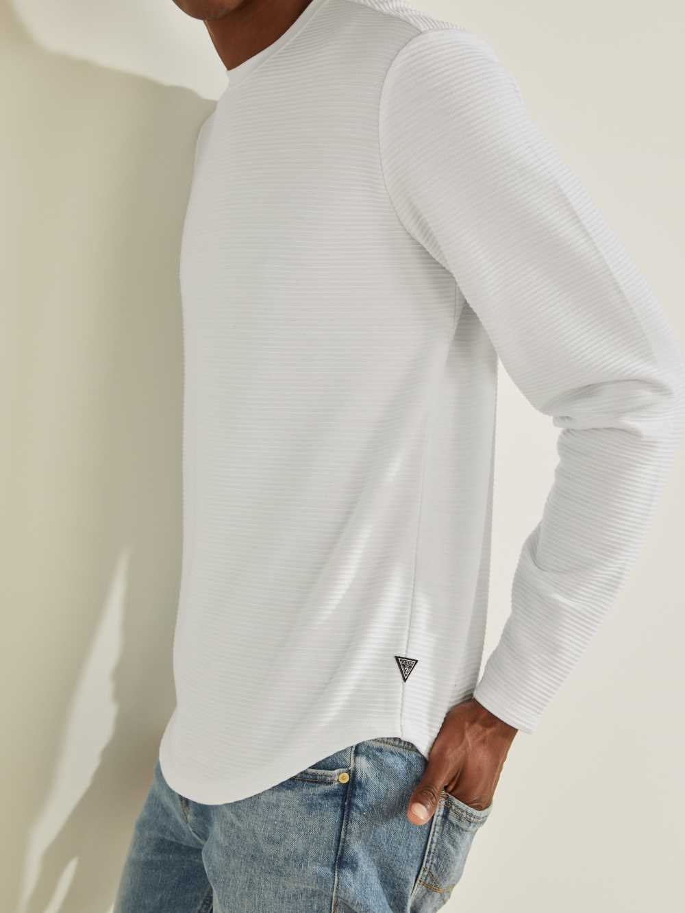 White Multicolor Men's Guess Textured Jersey Crewneck Sweatshirt Australia Sale | 428NVIYCU