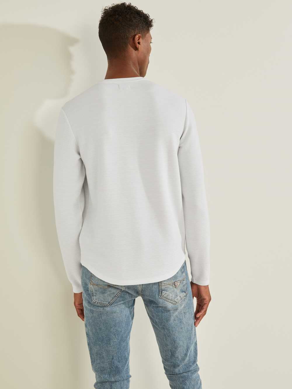 White Multicolor Men's Guess Textured Jersey Crewneck Sweatshirt Australia Sale | 428NVIYCU