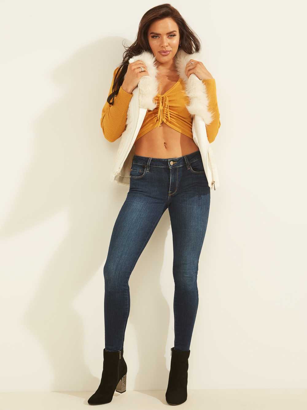 White Multicolor Women's Guess Faux-Fur Moto Vest Australia Sale | 758CZNQFT