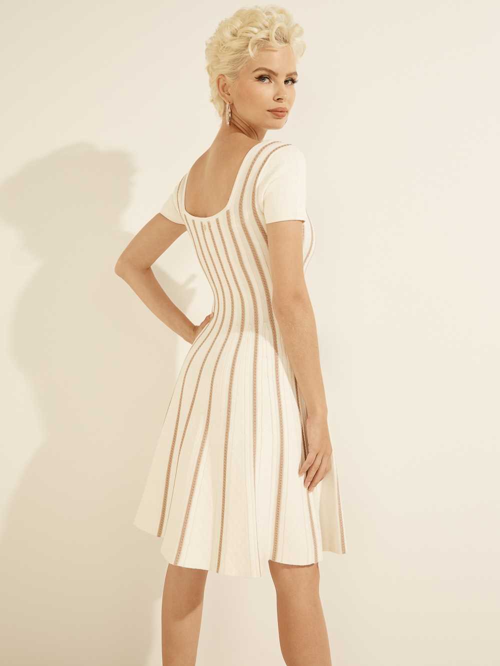 White Multicolor Women's Guess Leti Flare Dresses Australia Sale | 913MCOKVQ