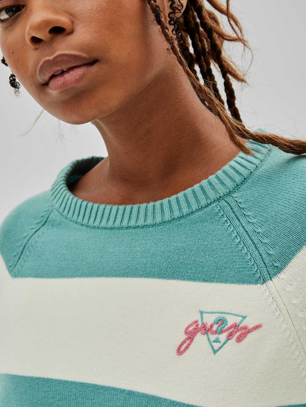 White Multicolor Women's Guess Originals x Anna Nicole Smith Raglan Sweaters Australia Sale | 028BDEAXN